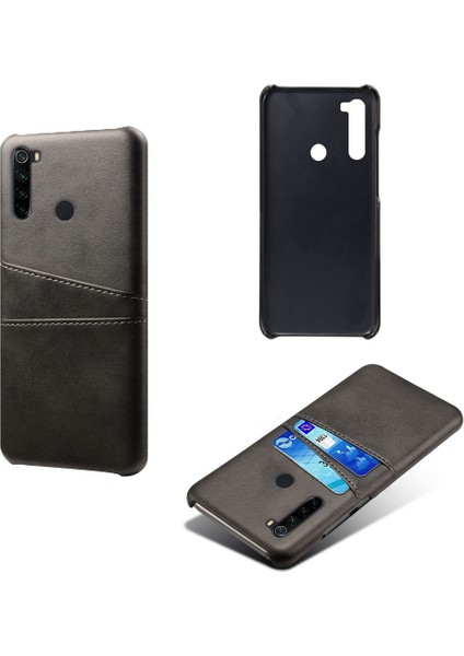Ksq Çift Kart Yuvaları Pu Deri Kaplamalı Xiaomi Redmi Note 8-Black Için (Yurt Dışından)