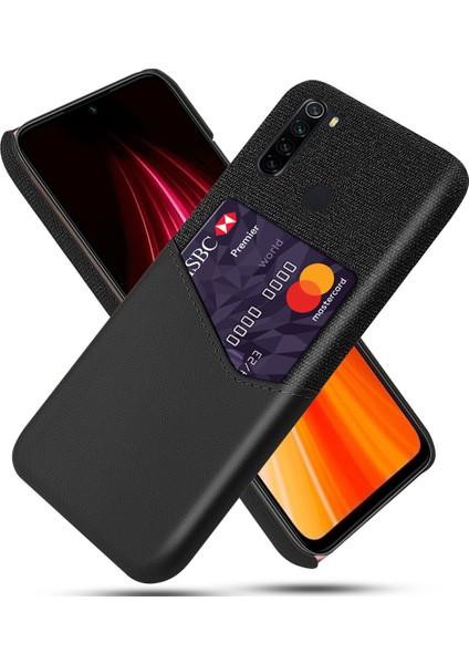 Ksq Pc+Pu+Cloth Hibrid Arka Mobil Kabuk, Xiaomi Redmi Için Kart Yuvası ile Not 8-Black (Yurt Dışından)
