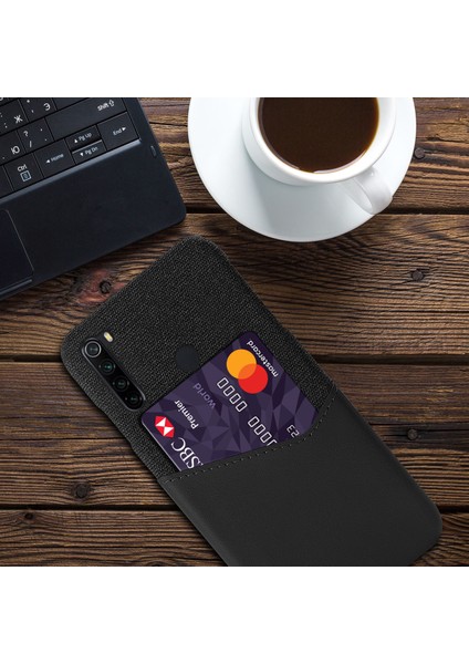 Ksq Pc+Pu+Cloth Hibrid Arka Mobil Kabuk, Xiaomi Redmi Için Kart Yuvası ile Not 8-Black (Yurt Dışından)