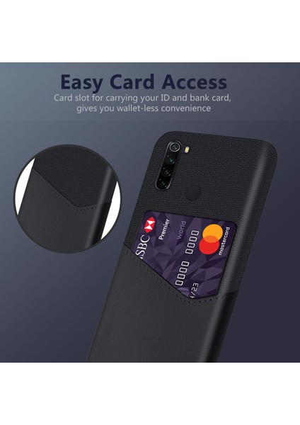 Ksq Pc+Pu+Cloth Hibrid Arka Mobil Kabuk, Xiaomi Redmi Için Kart Yuvası ile Not 8-Black (Yurt Dışından)