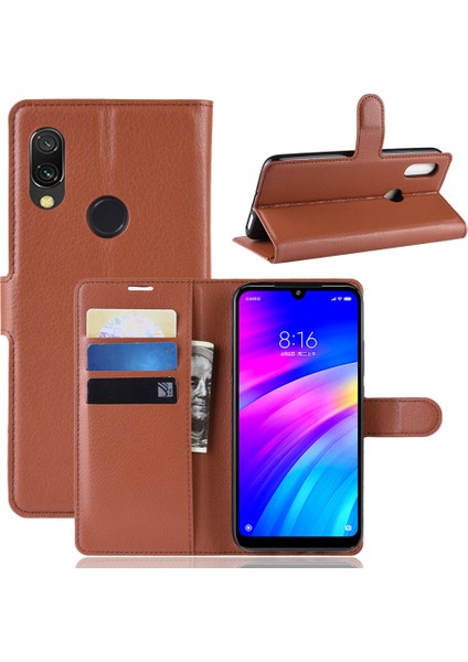 Xiaomi Redmi 7/redmi Y3-Brown Için Litchi Cilt Cüzdan Deri Stand Kılıfı (Yurt Dışından)
