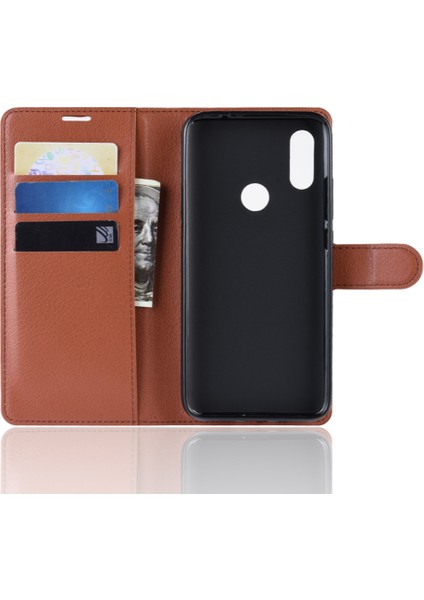 Xiaomi Redmi 7/redmi Y3-Brown Için Litchi Cilt Cüzdan Deri Stand Kılıfı (Yurt Dışından)