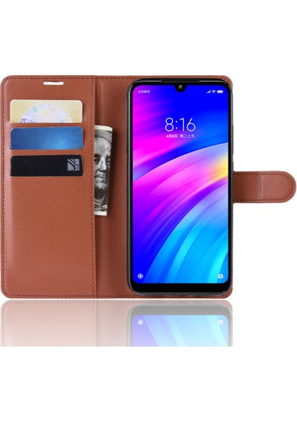 Xiaomi Redmi 7/redmi Y3-Brown Için Litchi Cilt Cüzdan Deri Stand Kılıfı (Yurt Dışından)