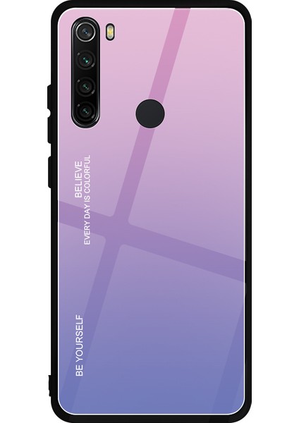 Gradyan Renk Cam+Pc+Tpu Hibrid Kılıf Kaplama Xiaomi Redmi Note 8-Pembe Mor (Yurt Dışından)