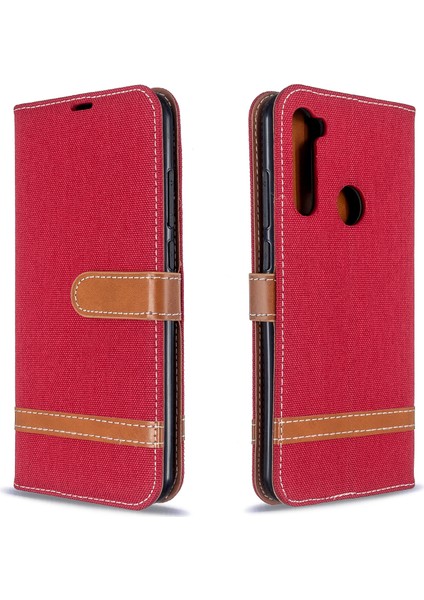 Xiaomi Redmi Için Çeşitli Kot Ceza Deri Cüzdan Kılıfı Not 8t-Red (Yurt Dışından)