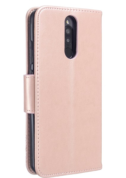 Xiaomi Redmi 8-Rose Gold Için Baskı Kelebek Pu Deri Cüzdan Kılıfı (Yurt Dışından) modelleri
