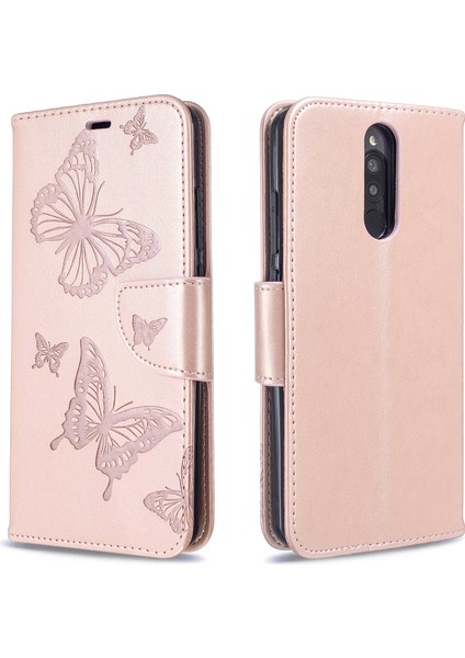 Xiaomi Redmi 8-Rose Gold Için Baskı Kelebek Pu Deri Cüzdan Kılıfı (Yurt Dışından) fırsatları