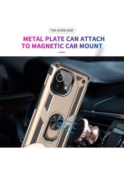 Hibrid Pc+Tpu Telefon Kılıfı Kabuk Xiaomi Mi 11-Gold Için Anti-Fall Parmak Yüzüğü Kickstand (Yurt Dışından) modelleri