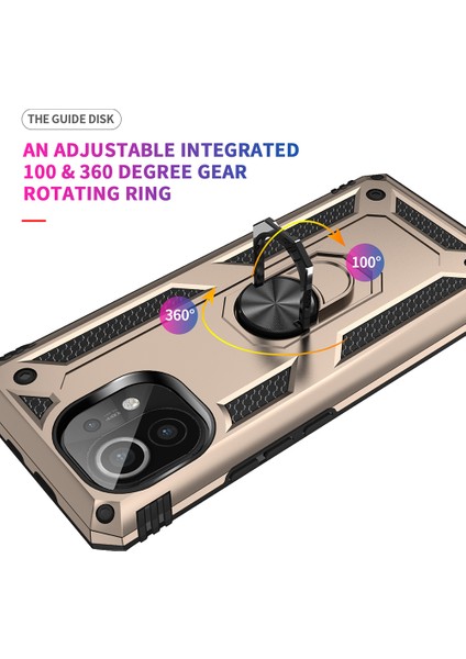Hibrid Pc+Tpu Telefon Kılıfı Kabuk Xiaomi Mi 11-Gold Için Anti-Fall Parmak Yüzüğü Kickstand (Yurt Dışından) fırsatları