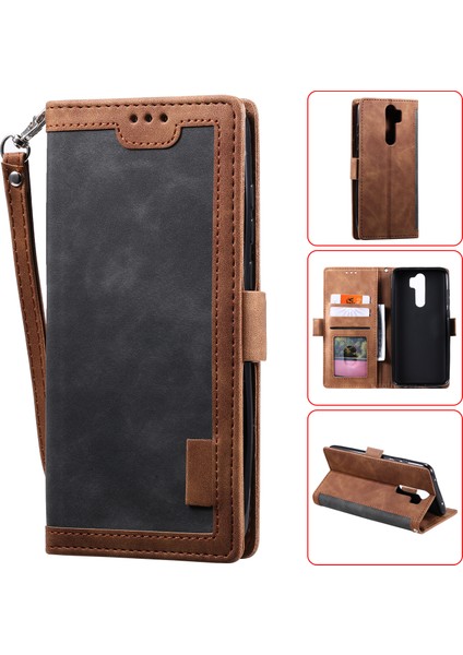 Xiaomi Redmi Note 8 Pro-Grey Için Vintage Ekleme Stili Cüzdan Standı Deri Telefon Kapağı (Yurt Dışından)