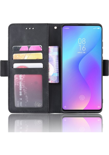 Deri Cüzdan Stand Telefon Kapağı Kılıfı Xiaomi Redmi K20 Pro/redmi K20/MI 9t/mi 9t Pro-Black Için (Yurt Dışından)