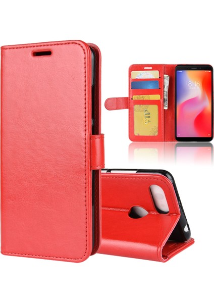 Xiaomi Redmi 6 (Çift Kamera: 12MP+5MP) Için Çılgın At Manyetik Deri Standı Çantası (Yurt Dışından)