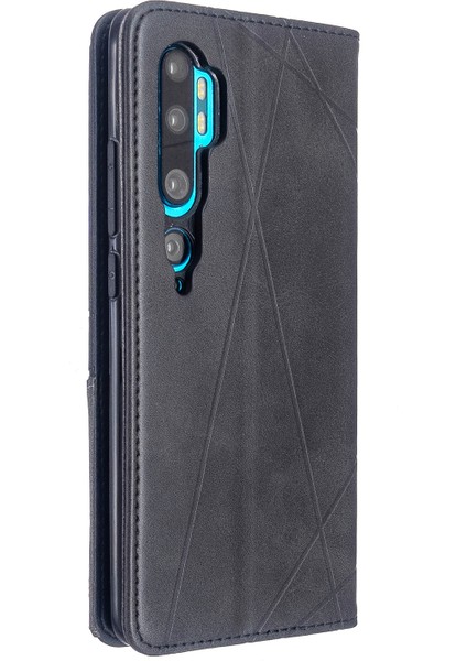 Xiaomi Mi Cc9 Pro/mi Note 10/mi Note 10 Pro-Black Için Kart Yuvaları ile Geometrik Desen Deri Stand Kılıfı (Yurt Dışından)