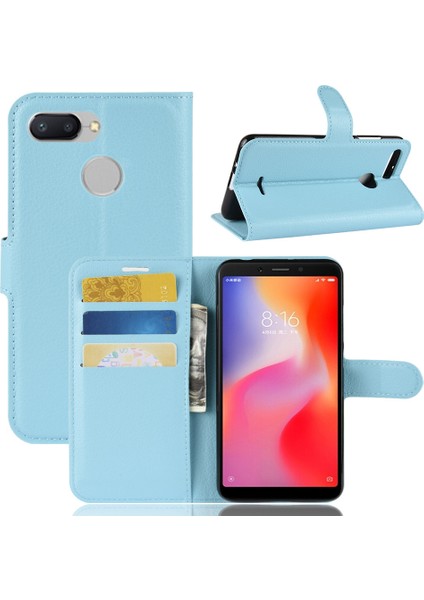 Xiaomi Redmi 6 (Çift Kamera: 12MP+5MP) Için Litchi Cilt Cüzdanı Deri Cep Telefonu Kasası (Yurt Dışından)