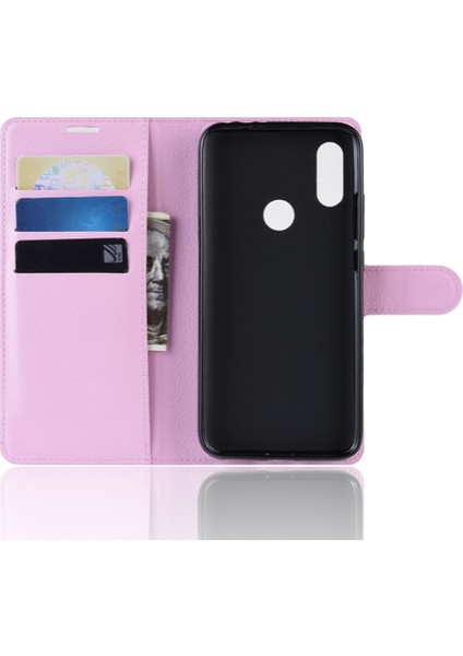 Xiaomi Redmi 7/redmi Y3-Pink Için Litchi Cilt Cüzdan Deri Stand Kılıfı (Yurt Dışından)