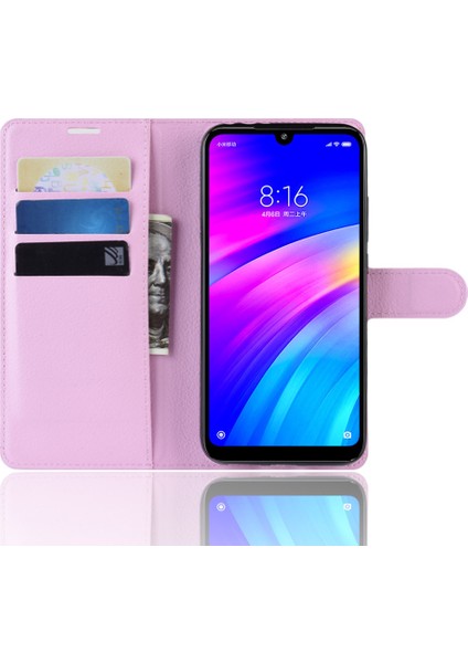 Xiaomi Redmi 7/redmi Y3-Pink Için Litchi Cilt Cüzdan Deri Stand Kılıfı (Yurt Dışından)