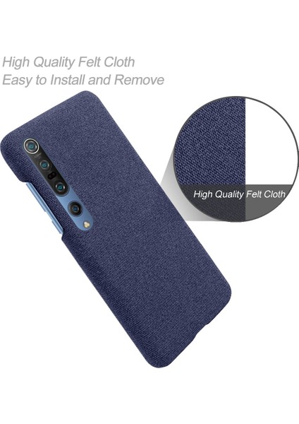 Xiaomi Mi 10/mi 10 Pro-Mavi Için Kumaş Kaplamalı Plastik Sert Telefon Kabuğu (Yurt Dışından)