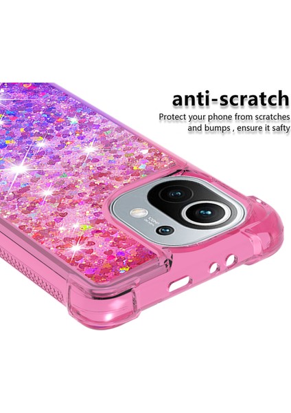 Glitter Pulins Quicksand Tasarım Tpu Telefon Koruyucu Kabuk Xiaomi Mi 11-Pink+Mor Için (Yurt Dışından)