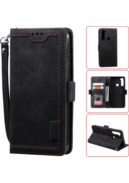 Xiaomi Redmi Için Vintage Bir Ekleme Stili Cüzdan Deri Telefon Kapağı Not 8t-Black (Yurt Dışından)