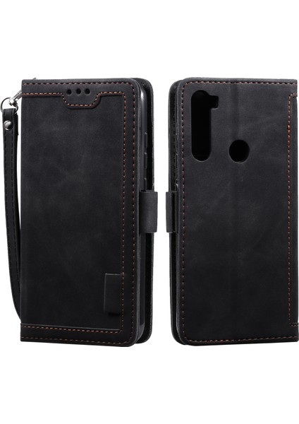 Xiaomi Redmi Için Vintage Bir Ekleme Stili Cüzdan Deri Telefon Kapağı Not 8t-Black (Yurt Dışından)