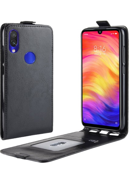 Crazy Horse [dikey Flip] Xiaomi Redmi Için Deri Koruyucu Kılıf Not 7s /not 7 /not 7 Pro (Hindistan) -Black (Yurt Dışından)