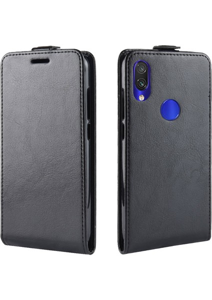 Crazy Horse [dikey Flip] Xiaomi Redmi Için Deri Koruyucu Kılıf Not 7s /not 7 /not 7 Pro (Hindistan) -Black (Yurt Dışından)