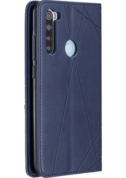 Geometrik Desen Standı Deri Kart Tutucu Xiaomi Redmi Note 8-Blue Için (Yurt Dışından) modelleri