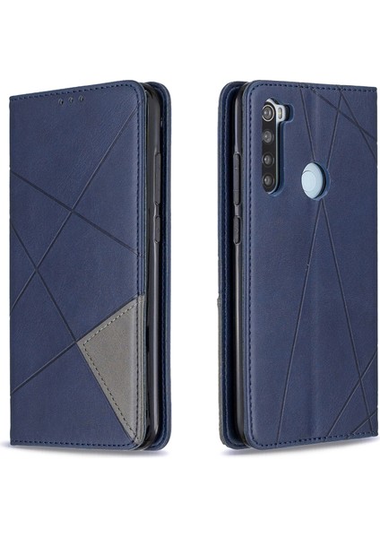 Geometrik Desen Standı Deri Kart Tutucu Xiaomi Redmi Note 8-Blue Için (Yurt Dışından) fırsatları