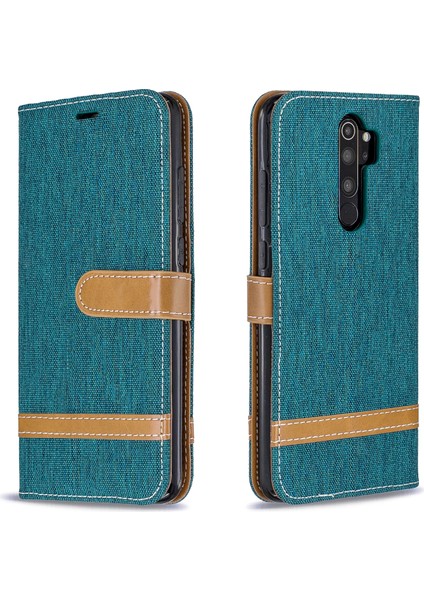 Xiaomi Redmi Için Çeşitli Kot Ceza Deri Cüzdan Kılıfı Not 8 Pro-Yeşil (Yurt Dışından)
