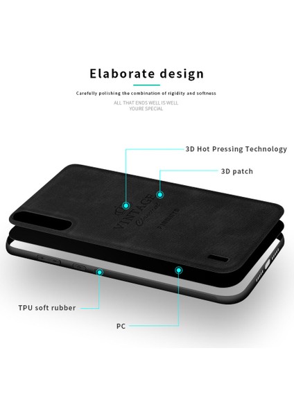 Onurlu Seri Drop Anti Drop Hafif Ince Deri Kaplamalı Pc+Tpu Combo Kılıf Xiaomi Mi Cc9/cc9 Meitu Edition/9 Lite-Black (Yurt Dışından)