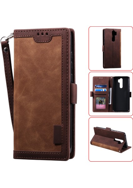 Xiaomi Redmi Note 8 Pro-Brown Için Vintage Ekleme Stili Cüzdan Standı Deri Telefon Kapağı (Yurt Dışından)