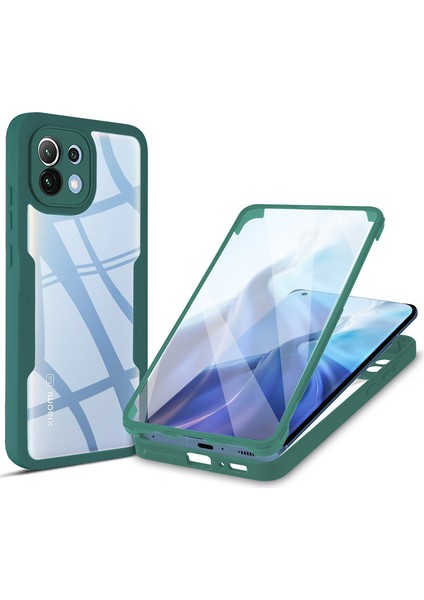Tamamen Sarılmış Akrilik Arka Panel+Tpu Çerçeve Cep Telefon Kapağı, Xiaomi Mi 11-Yeşil Için Pet Ekran Koruyucu ile (Yurt Dışından)