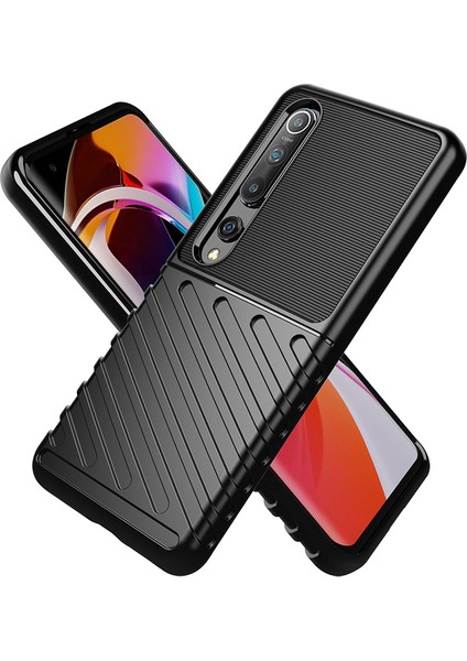 Xiaomi Mi 10-Black Için Twill Doku Yumuşak Tpu Telefon Kılıfı (Yurt Dışından)