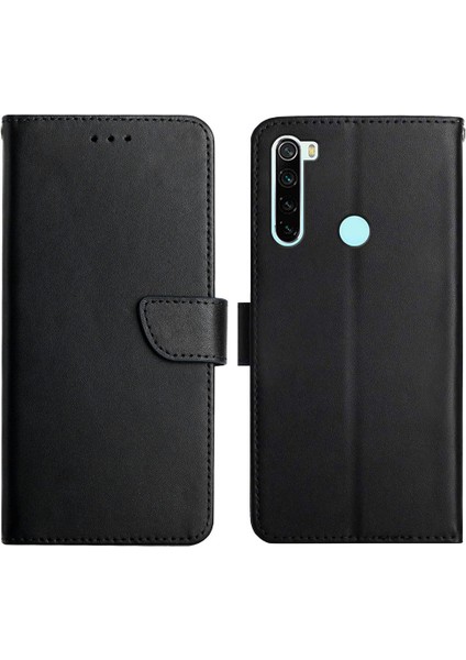 Nappa Doku Orijinal Deri Deri Deriz Renk Cüzdanı Xiaomi Redmi Için Telefon Kapak Kılıfı Not 8/not 8 2021-BLACK (Yurt Dışından)