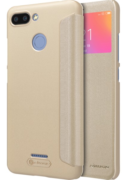 Xiaomi Redmi 6 (Çift Kamera: 12MP+5MP) Için Pencere Deri Telefon Kapak Kabuğunu Görüntüleyin. (Yurt Dışından)