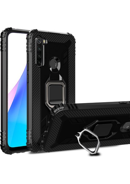Parmak Kickstand Shockproof Tpu Koruyucu Telefon Kılıfı Xiaomi Redmi Note 8t-Black (Yurt Dışından)