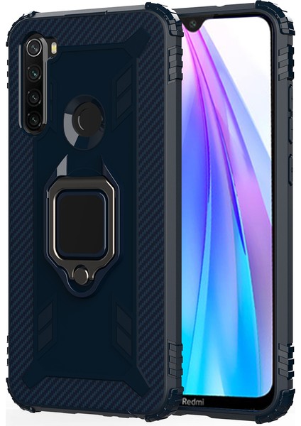 Parmak Kickstand Shockproof Tpu Koruyucu Telefon Kılıfı Xiaomi Redmi Note 8t-Blue (Yurt Dışından)