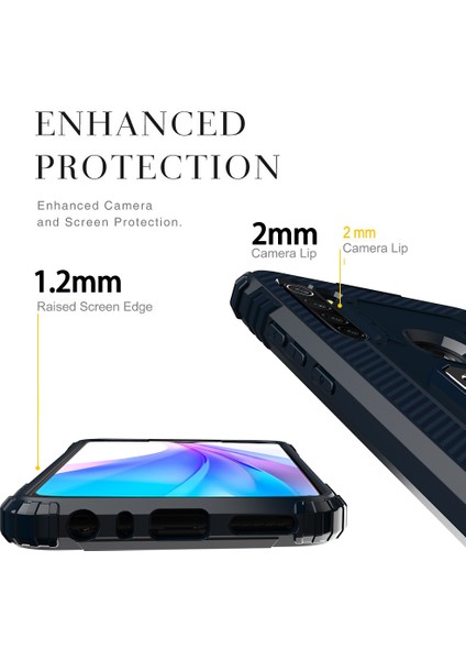 Parmak Kickstand Shockproof Tpu Koruyucu Telefon Kılıfı Xiaomi Redmi Note 8t-Blue (Yurt Dışından)