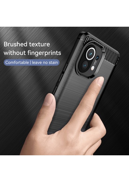 Xiaomi Mi Için 1.8mm 11 Karbon Fiber Fırçalı Doku Yumuşak Tpu Geri Kılıf Mobil Telefon Kapak Black (Yurt Dışından)
