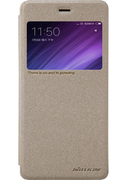 Xiaomi Redmi Için Pencere Deri Telefon Kabuğu Görüntüle 4-Gold (Yurt Dışından)