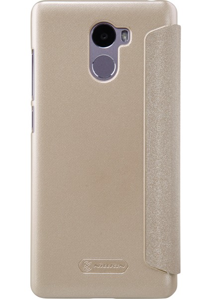 Xiaomi Redmi Için Pencere Deri Telefon Kabuğu Görüntüle 4-Gold (Yurt Dışından)