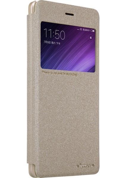 Xiaomi Redmi Için Pencere Deri Telefon Kabuğu Görüntüle 4-Gold (Yurt Dışından)