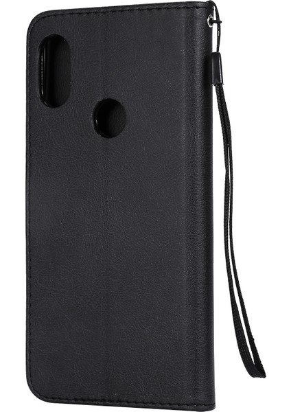 Xiaomi Redmi Için Düz Renkli Pu Deri Kılıf Not 6 Pro-Black (Yurt Dışından)