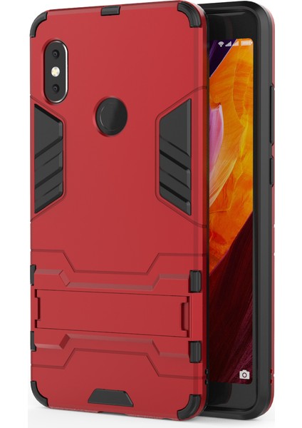 Shockproof Pc+Tpu Hibrid Kickstand Mobil Geri Back Case Xiaomi Redmi Note 5 Pro (Çift Kamera)/redmi Note 5 (Çin) -Red (Yurt Dışından)