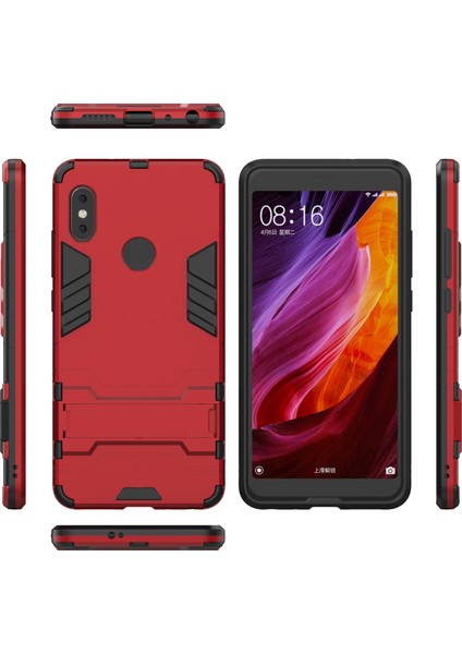 Shockproof Pc+Tpu Hibrid Kickstand Mobil Geri Back Case Xiaomi Redmi Note 5 Pro (Çift Kamera)/redmi Note 5 (Çin) -Red (Yurt Dışından)