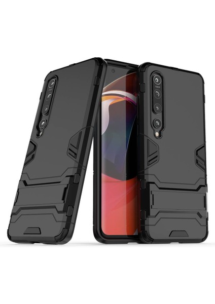 Xiaomi Mi 10-Black Için Kickstand Case ile 2-1 Arada Plastik+Tpu Telefon Kabuğu (Yurt Dışından)