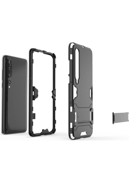 Xiaomi Mi 10-Black Için Kickstand Case ile 2-1 Arada Plastik+Tpu Telefon Kabuğu (Yurt Dışından)