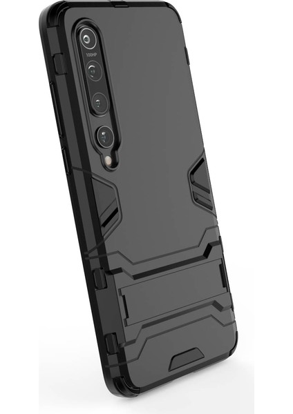 Xiaomi Mi 10-Black Için Kickstand Case ile 2-1 Arada Plastik+Tpu Telefon Kabuğu (Yurt Dışından)