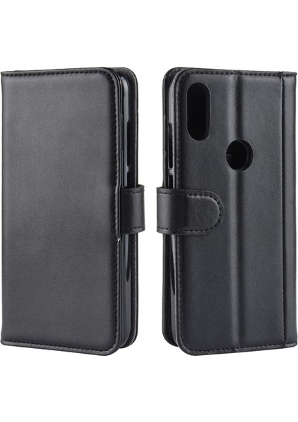 Xiaomi Redmi Için Orijinal Deri Deri Cüzdan Koruyucu Kılıf Not 7s /not 7 /not 7 Pro (Hindistan) -Black (Yurt Dışından)