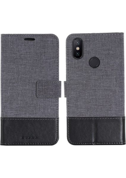 Xiaomi Mi A2/mi 6x-Black Için Pu Deri Tuval Ekleme Cüzdan Standı Kapağı (Yurt Dışından)